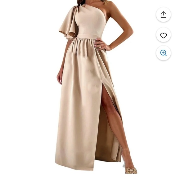 Amazon Dresses & Skirts - Amazon Women's One Shoulder Maxi Dress Champagne Wedding Size M